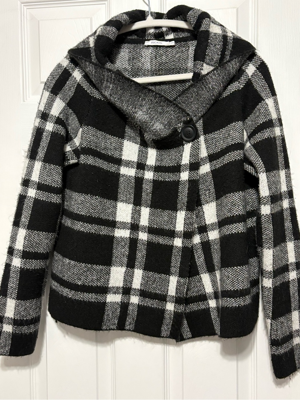 Ricki's Black & White Plaid Hooded Pea Coat
